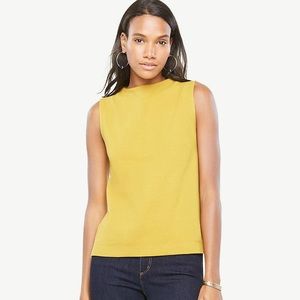 Ann Taylor Sleeveless Mock Neck Top in Gold